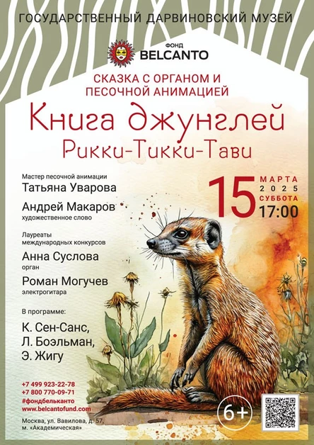 Сказка с органом и песочной анимацией «Книга джунглей: Рикки‑Тикки-Тави»